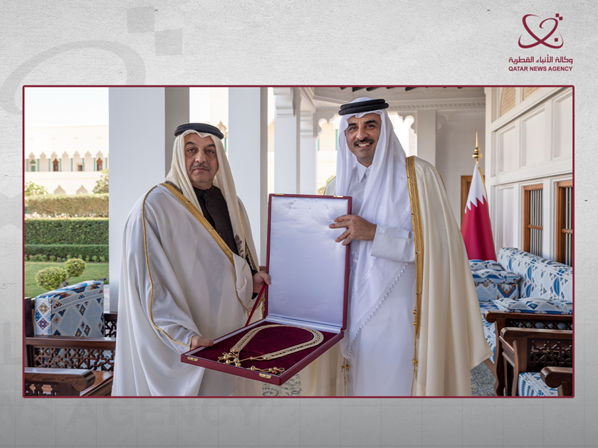 HH the Amir Awards Hamad Bin Khalifa Sash to Khalid bin Mohammed Al Attiyah